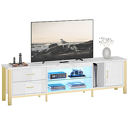 White tv stand with gold legs sale