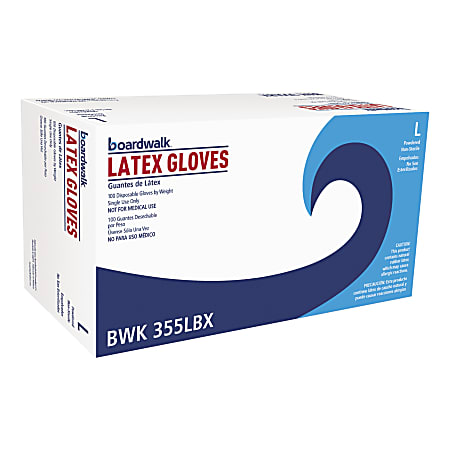 Boardwalk Disposable Powdered Latex General-Purpose Gloves, Large, Natural, Box of 100 Gloves