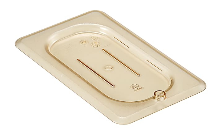 Cambro H-Pan High-Heat GN 1/9 Flat Covers, 3/8"H x 4-1/4"W x 6-15/16"D, Amber, Pack Of 6 Covers