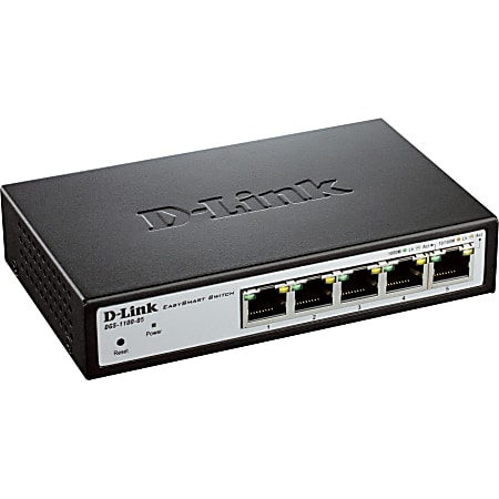 D-Link DGS-1100-05 EasySmart 5-Port Gigabit Switch - 5 Ports - Manageable - Gigabit Ethernet - 10/100/1000Base-T - 2 Layer Supported - Power Supply - Twisted Pair - Desktop - Lifetime Limited Warranty
