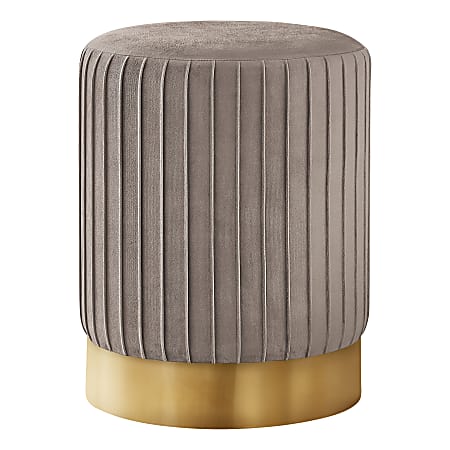 Monarch Specialties Shannon Pleated Ottoman With Metal Base, Light Brown/Gold