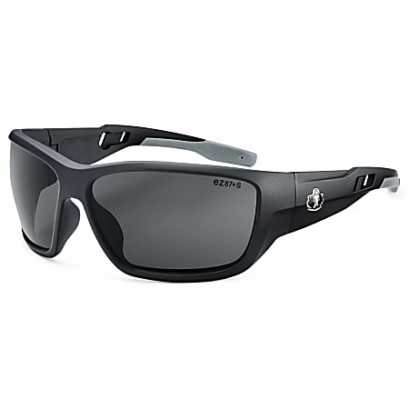 Ergodyne Skullerz® Safety Glasses, Baldr, Matte Black Frame, Smoke Lens