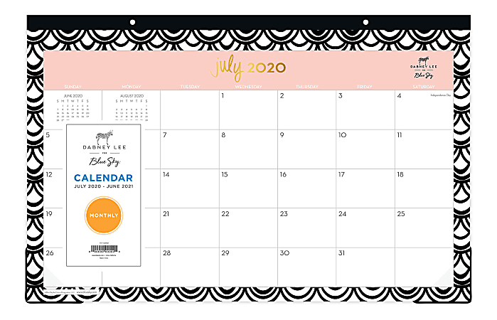 Blue Sky™ Dabney Lee Seashells Monthly Desk Pad Calendar, 17" x 11", July 2020 To June 2021, 118903   