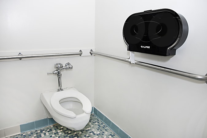 thumbnail image 2 of Double Jumbo Roll Toilet Paper Dispenser - Transparent Black Commercial Bathroom Holder 2 of 4