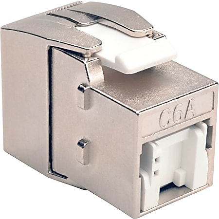 Tripp Lite Shielded Cat6a Keystone Jack with Dust Shutter, 180-Degree , Toolless, N238001SHTFA