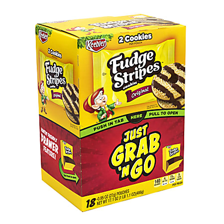 Keebler Grab 'N Go Fudge Stripes Cookie Packs, Pack Of 18