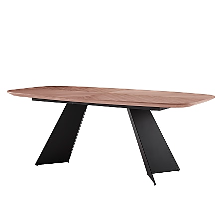Eurostyle Malene Steel Rectangular Dining Table, 30"H x 79"W x 43"D, Matte Dark Gray/Walnut
