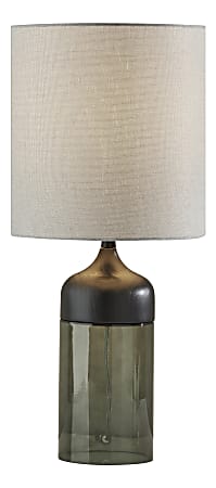 Adesso® Marina Tall Table Lamp, 22-3/4"H, Light Gray Shade/Black/Smoked Glass Base