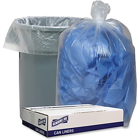 Genuine Joe Low Density Can Liners - 56 gal Capacity - 43"x 47" x 1.40 mil (36 Micron) Thickness - Low Density - Clear - Recycled - 100 / Carton