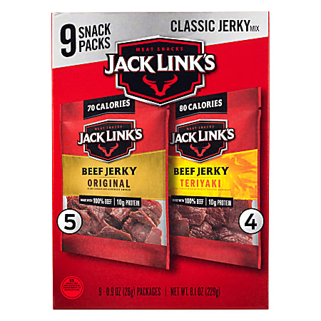 Jack Link's Beef Jerky Variety Pack, 0.9 Oz, Case Of 9 Bags