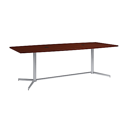 Bush Business Furniture 120"W x 48"D Boat Shaped Conference Table with Metal Base, Hansen Cherry, Standard Delivery
