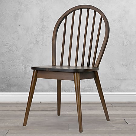 Glamour Home Astra Rubberwood Dining Accent Chairs, Dark Brown, Set Of 2 Chairs