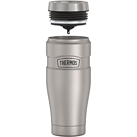 Thermos Stainless King Tumbler 16Oz - Coffee - Dishwasher Safe - 3.3" Diameter - Matte Stainless Steel, Silver - Stainless Steel Body