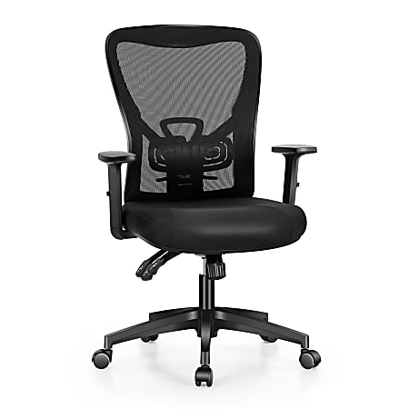 ALPHA HOME Ergonomic Fabric Mid-Back Office Task Chair With Lumbar Support, Black