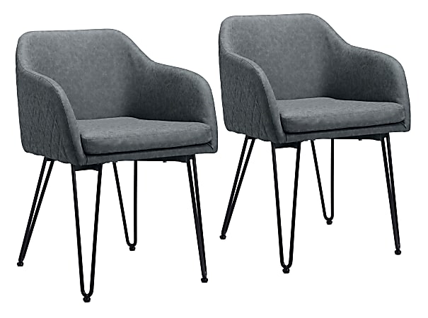 Zuo Modern Braxton Dining Chairs, Vintage Gray, Set Of 2 Chairs