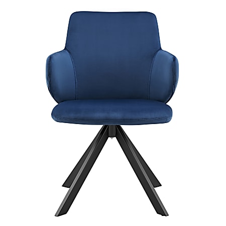 Eurostyle Vigo Velvet Swivel Side Accent Chair, Blue/Black