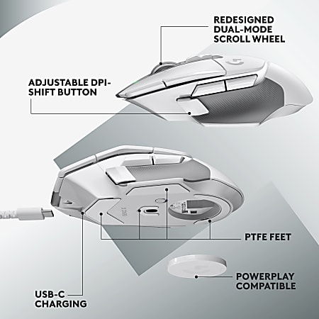 Logitech G LIGHTSPEED G502 X Gaming Mouse Optical Wireless White USB 25600  dpi Scroll Wheel - Office Depot