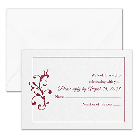 Custom Premium Wedding & Event Response Cards With Envelopes, 4-7/8" x 3-1/2", Little Love Birds, Box Of 25 Cards