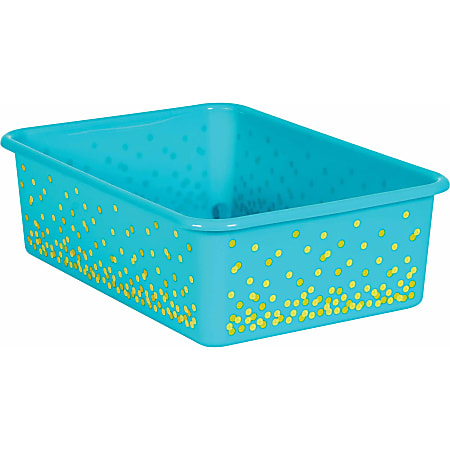 Teacher Created Resources Large Plastic Storage Bins 11 12 x 5 x 16 14 Teal  Confetti Pack Of 3 Bins - Office Depot