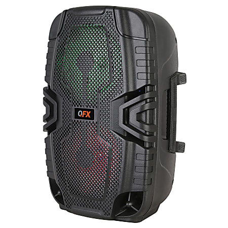 QFX Dual 6.5-In. 18-Watt True Wireless Stereo Bluetooth Rechargeable Speaker with Wired Microphone & Stand, Black, PBX-264SM
