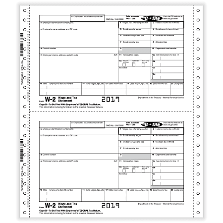 ComplyRight™ W-2 Tax Forms, Employee Copy B, C And 2, 3-Part, 8-1/2" x 11", Pack Of 100 Forms