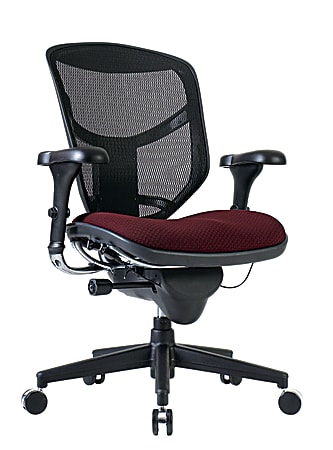 WorkPro® Quantum 9000 Series Ergonomic Mesh/Premium Fabric Mid-Back Chair, Black/Burgundy, BIFMA Compliant