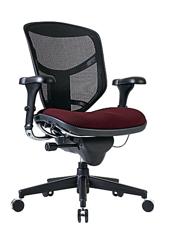 WorkPro® Quantum 9000 Series Ergonomic Mesh/Premium Fabric Mid-Back Chair, Black/Burgundy