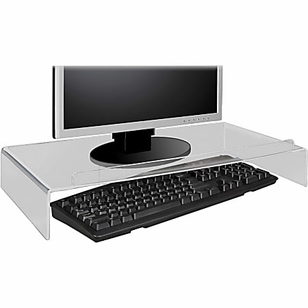 AMS300 Clear Holds up to 50 Pounds Kantek Acrylic Monitor Stand with Keyboard Storage 21.25-Inch Wide x 11.9-Inch x 3.4-Inch 