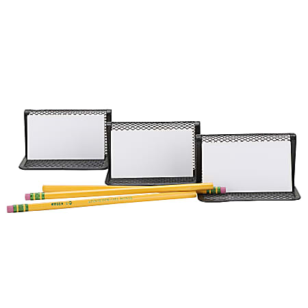 Mind Reader Mesh Business Card Holders, 2-13/16”H x 3-5/8”W x 3-5/8”D, Black, Set Of 3 Holders