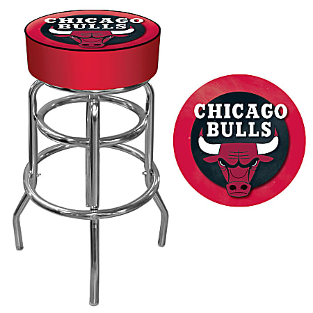 Trademark Global Padded Bar Stool, Chicago Bulls NBA, Chrome