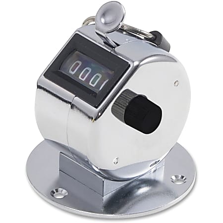 Advantus Desk Model Tally II Tally Counter - 4 Digit - Finger Ring, Desk Mountable - Chrome