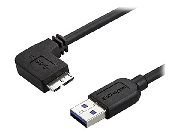 StarTech.com 2m 6 ft Slim Micro USB 3.0 Cable - M/M - USB 3.0 A to Left-Angle Micro USB - USB 3.1 Gen 1 (5 Gbps) - 6.56 ft USB Data Transfer Cable