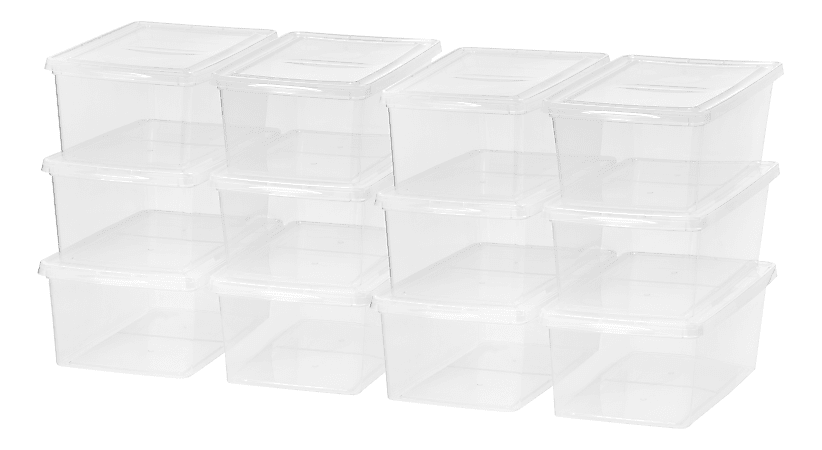 IRIS 28 quart Storage Box External Dimensions 24 Width x 16.3 Depth x 6  Height 7 gal Snap in Lid Closure Stackable Plastic Clear For Clothes Shoes  1 Each - Office Depot