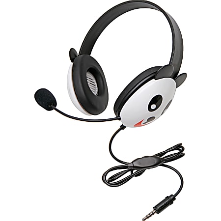 Califone Stereo Headset Panda With Mic 3.5Mm Plug - Stereo - Mini-phone (3.5mm) - Wired - 32 Ohm - 20 Hz - 20 kHz - Over-the-head - Binaural - Supra-aural - 5.50 ft Cable - Electret Microphone - Black, White