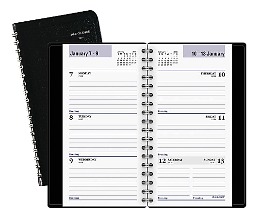 At-A-Glance DayMinder Pocket Weekly Appointment Book - Julian Dates - Weekly - 1 Year - January 2020 till December 2020 - 1 Week Double Page Layout - 3 1/4" x 6 1/4" Sheet Size - Wire Bound - Black - Simulated Leather - Non-refillable - 1 Each