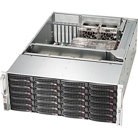 Supermicro SuperChassis SC846BE26-R920B System Cabinet - Rack-mountable - Black - 4U - 24 x Bay - 5 x Fan(s) Installed - 2 x 920 W - ATX, EATX Motherboard Supported - 75 lb - 5 x Fan(s) Supported - 24 x External 3.5" Bay - 7x Slot(s)