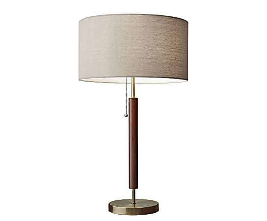 Adesso® Hamilton Table Lamp, 26 1/4"H, Natural Shade/Antique Brass Base
