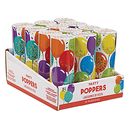 Amscan Birthday Celebration Confetti Poppers, 4-1/2" x