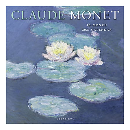 Graphique Art And Design Monthly Wall Calendar, 12" x 12", Claude Monet, January To December 2021