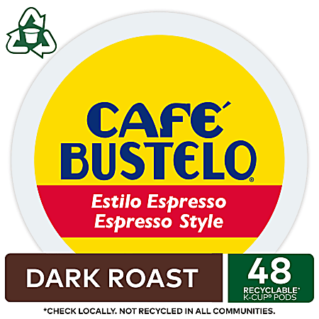 Caf Bustelo Espresso Roast Coffee K-Cup Pods Box Of 48