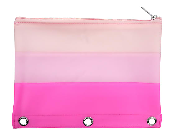 Office Depot® Brand 3-Ring Pencil Pouch, 7" x 9-13/20", Soft-Touch Jelly, Pink