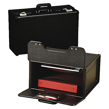 Stebco Vinyl Upright Catalog Case With Steel Padded Handle, 13 1/2"H x 18 1/4"W x 8 3/4"D, Black