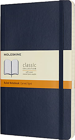 Moleskine Classic Soft Cover Notebook, 5” x 8-1/4”, Ruled, 192 Pages, Sapphire Blue