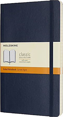 Moleskine Classic Soft Cover Notebook, 5” x 5-1/4”, Ruled, 120 Sheets, Sapphire Blue
