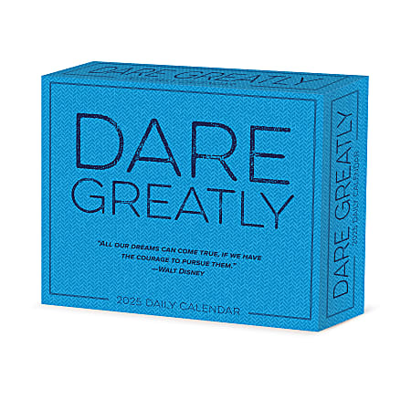 2025 Willow Creek Press Daily Desk Box Calendar, Inspirational, 5-1/2” x 6-1/4", Dare Greatly, January To December, 40799