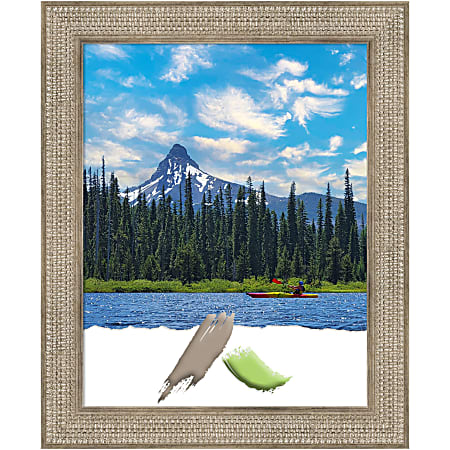 Amanti Art Wood Picture Frame, 28" x 34", Matted For 22" x 28", Trellis Silver