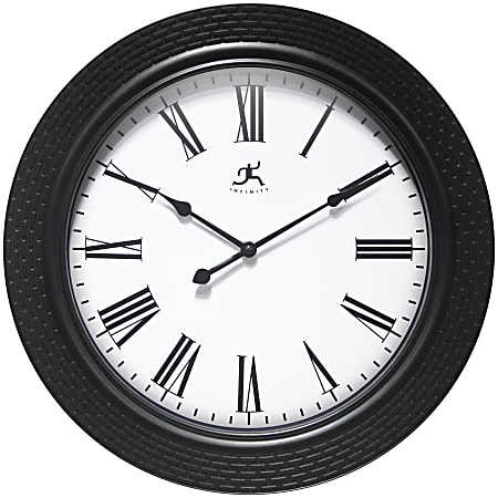 Infinity Instruments Roman Weave Wall Clock, 16"H x 16"W x 1-3/4"D, Black