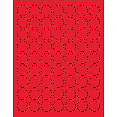 Office Depot® Brand Labels, LL191RD, Circle, 1", Fluorescent Red, Case Of 6,300