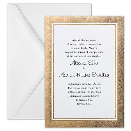 Custom Premium Wedding & Event Invitations With Envelopes, 5-1/2" x 7-3/4", Lovely In Linen, Box Of 25 Invitations