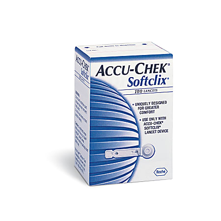 ACCU-CHEK® Softclix Lancets, Retail, 28 Gauge, Box Of 100